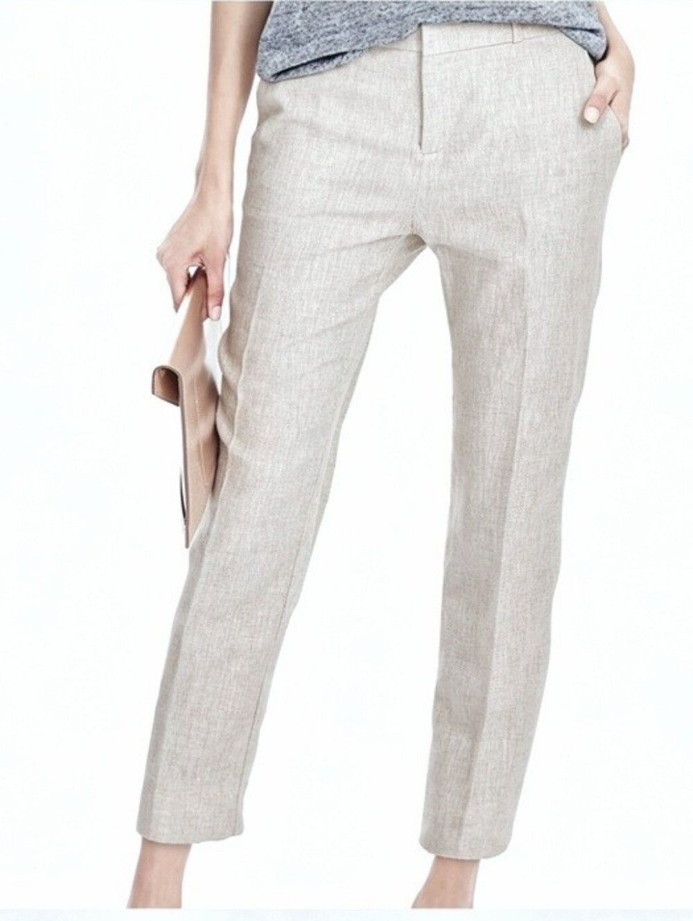 Banana Republic 100% Linen Ankle Pants Size 6P Color Natural Business Casual